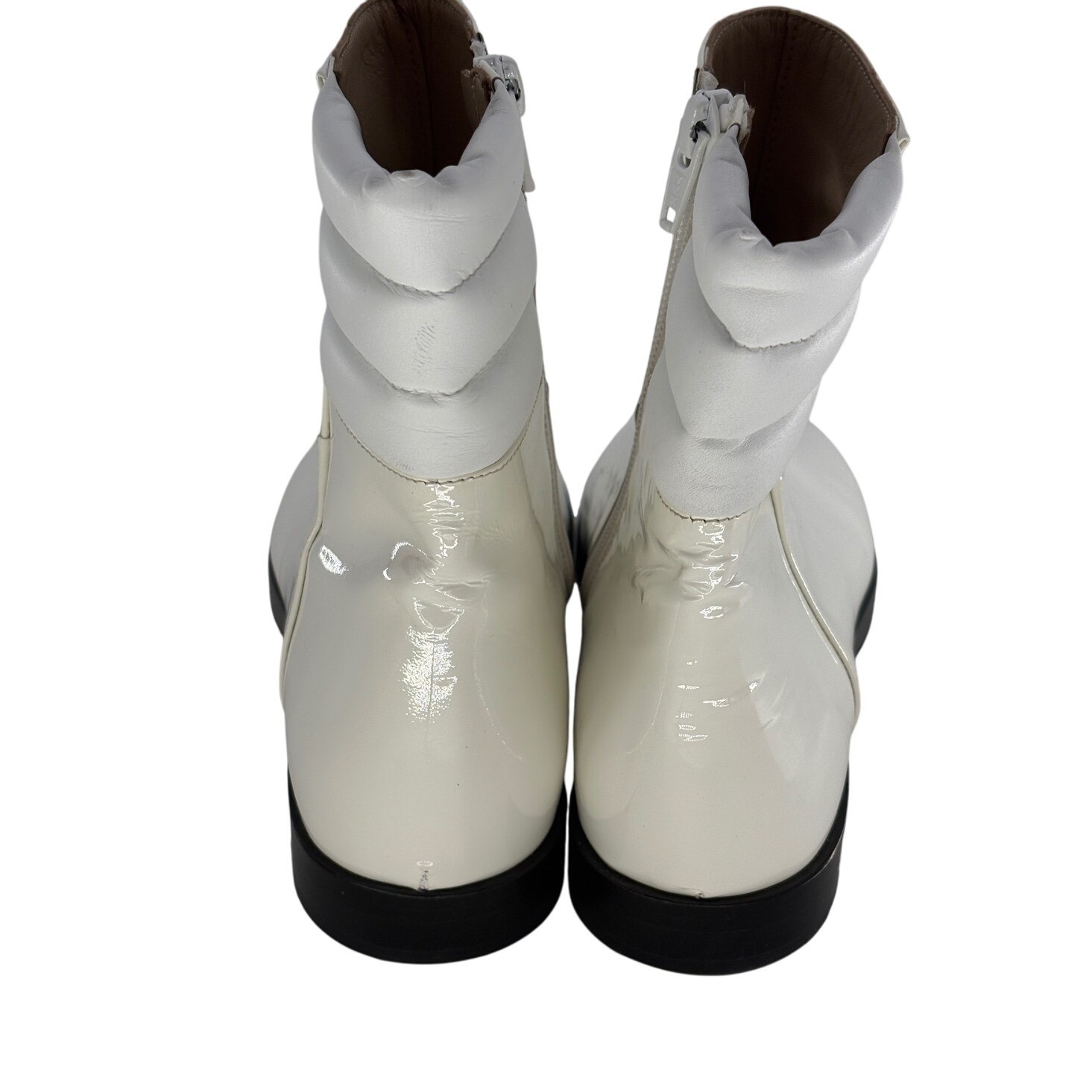 Daniella Shevel Boots Moon Ankle Patent Leather Women Size 7 White — image 5 of 8